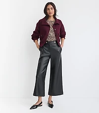 Wide Leg Culottes Faux Leather