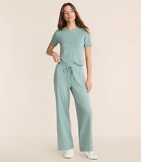Lou & Grey Heathered Brushedsoft Slim Wide Leg Pants