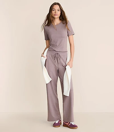 Lou & Grey Heathered Brushedsoft Slim Wide Leg Pants