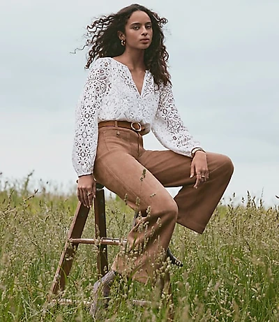 Lace Split Neck Blouse