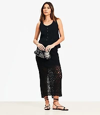 Petite Scalloped Crochet Midi Skirt