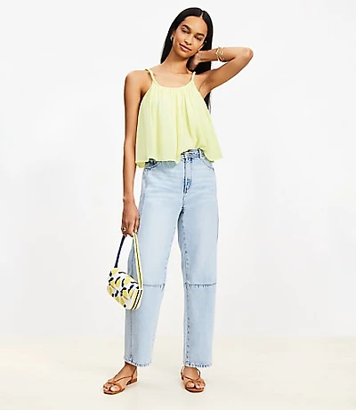 High Rise Barrel Jeans in Light Wash Indigo
