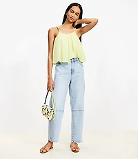 High Rise Barrel Jeans in Light Wash Indigo