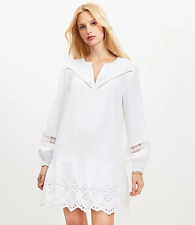 Petite Eyelet Flounce Mini Dress