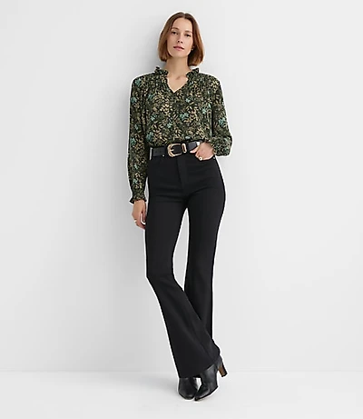 High Rise Slim Flare Jeans Jet Black Wash