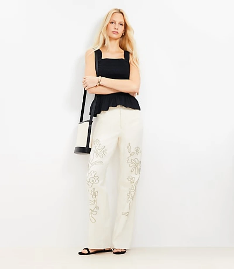 Mid Rise Relaxed Straight Jeans Ecru