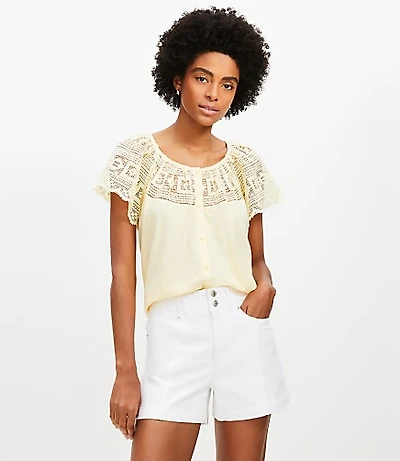 Lace Flutter Button Top