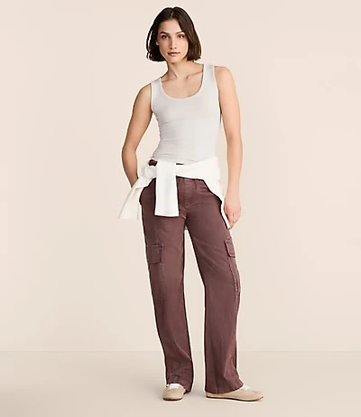 Lou & Grey Washed Twill Straight Leg Cargo Pants