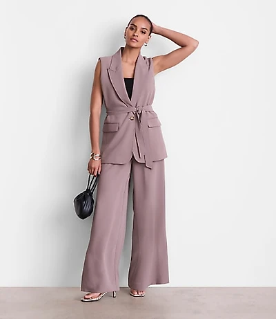 LOFT Versa Crepe Drape Belted Blazer Vest