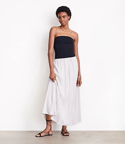 Petite LOFT Versa Strapless Mixed Media Maxi Dress