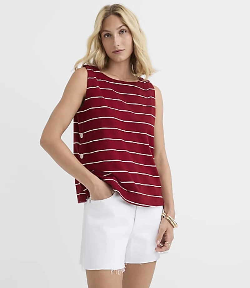 Petite Striped Side Button Tank Top