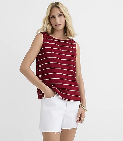 Petite Striped Side Button Tank Top