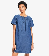 Tall Denim Lace Up Mini Dress