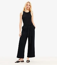 Petite Perfect Ribbed Mixed Media Jumpsuit