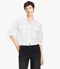 Petite Poplin Wide Sleeve Modern Utility Shirt