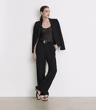 Petite LOFT Versa Crepe Drape Pleated Relaxed Straight Pants