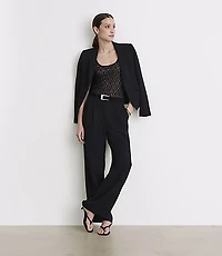 Petite LOFT Versa Crepe Drape Pleated Relaxed Straight Pants