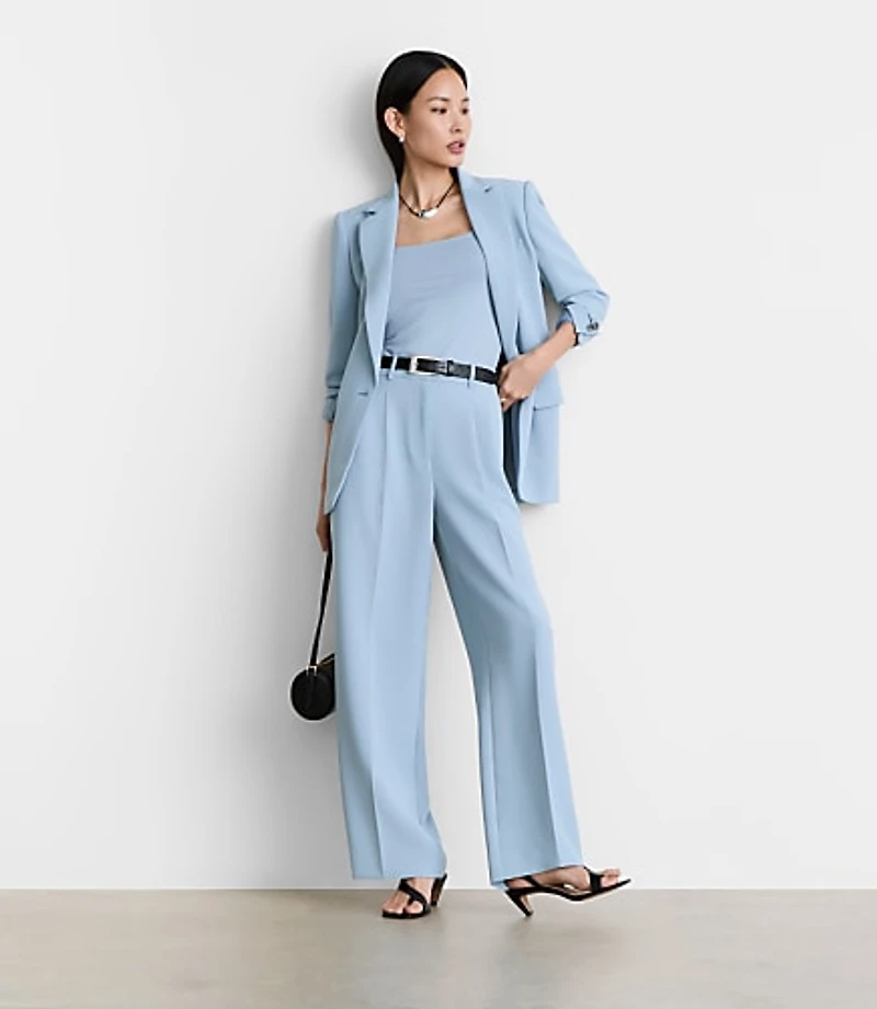 LOFT Versa Crepe Drape Pleated Relaxed Straight Pants