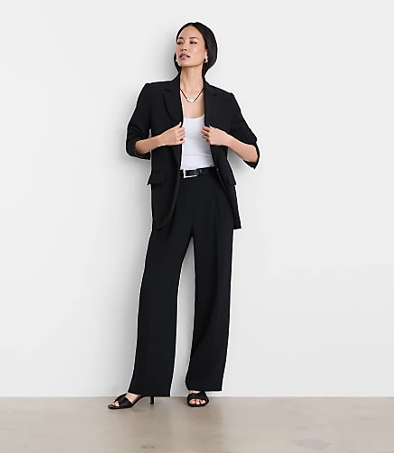 LOFT Versa Crepe Drape Pleated Relaxed Straight Pants