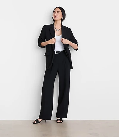 LOFT Versa Crepe Drape Pleated Relaxed Straight Pants
