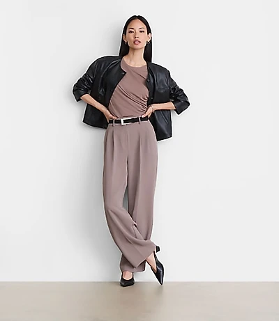 LOFT Versa Crepe Drape Pleated Relaxed Straight Pants