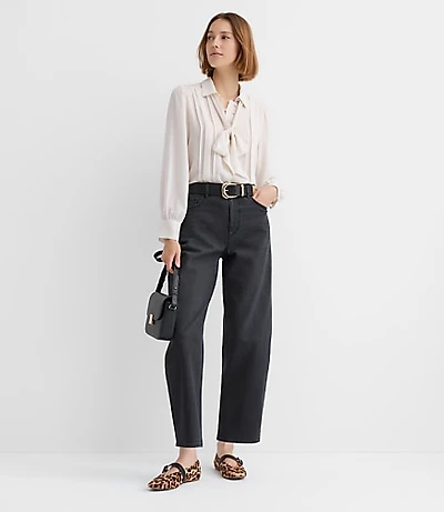 High Rise Barrel Jeans Washed Black