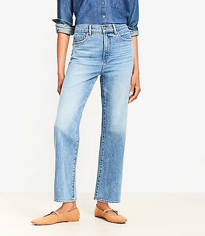 Petite Curvy High Rise Straight Jeans in Authentic Vintage Mid Wash