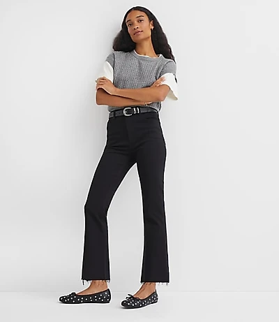 Petite Fresh Cut High Rise Kick Crop Jeans Jet Black Wash