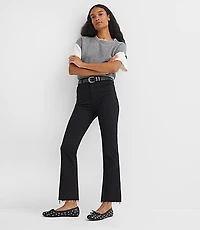 Petite Fresh Cut High Rise Kick Crop Jeans Jet Black Wash