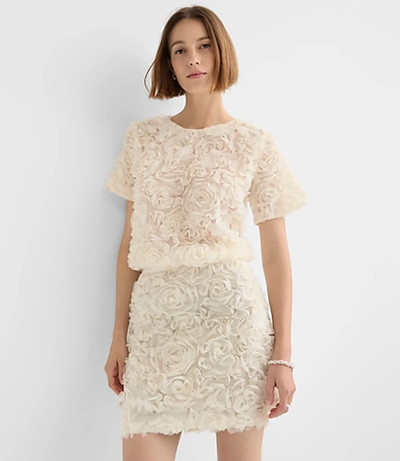 Floral Tulle Mini Skirt