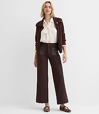 Faux Leather Pocket Palmer Wide Leg Pants Ponte