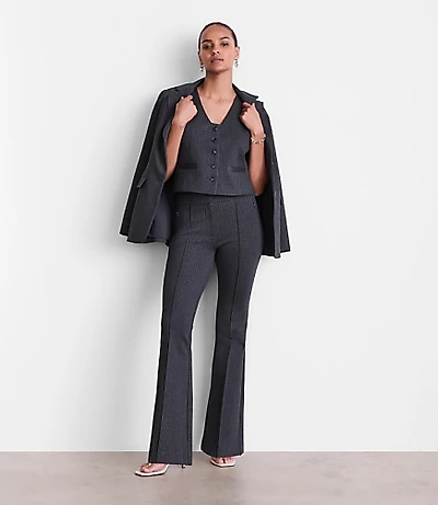 Petite LOFT Versa Ponte Pocket Vest Pinstripe