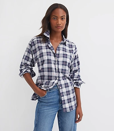 Petite Clip Plaid Everyday Oversized Pocket Shirt
