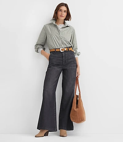 Petite High Rise Trouser Jeans Washed Black Wash