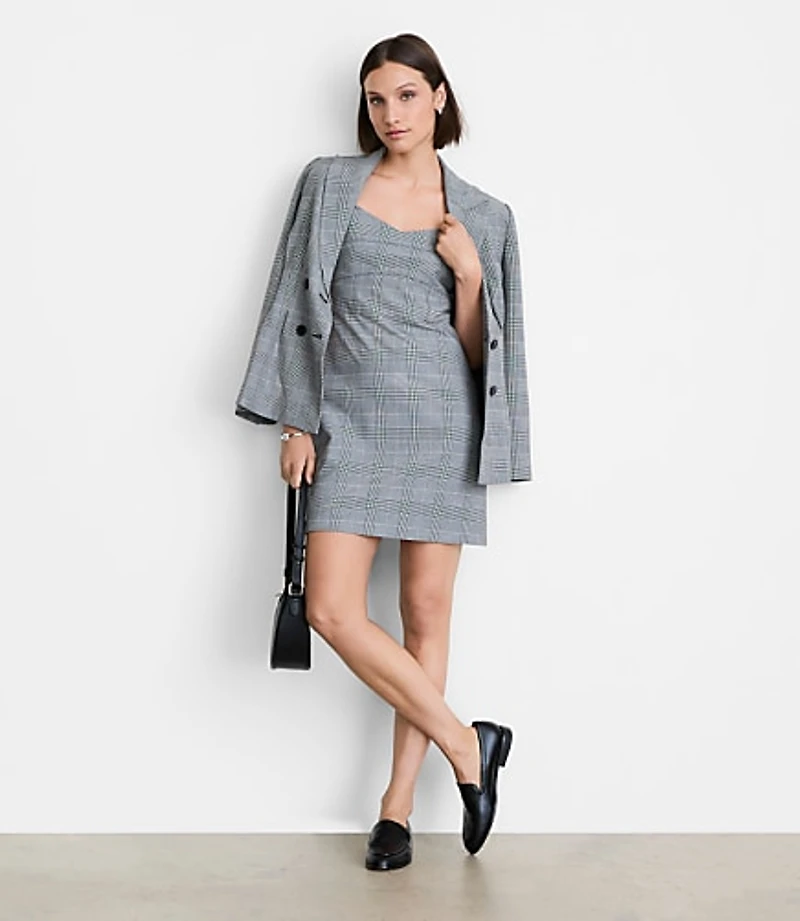 Petite LOFT Versa Seasonless Stretch Strappy Mini Dress Plaid