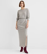 Brushed Ottoman Side Pleated Midi Dress