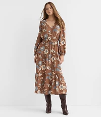 Floral Smocked Tie Waist Midi Dress