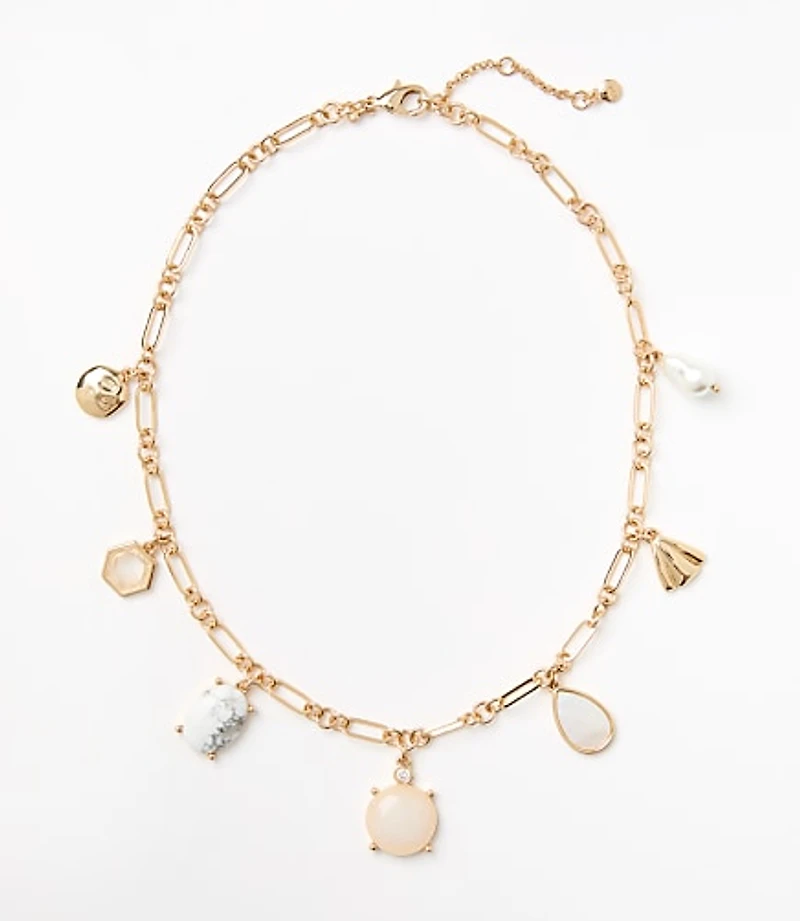 Pearlized Chunky Charm Necklace
