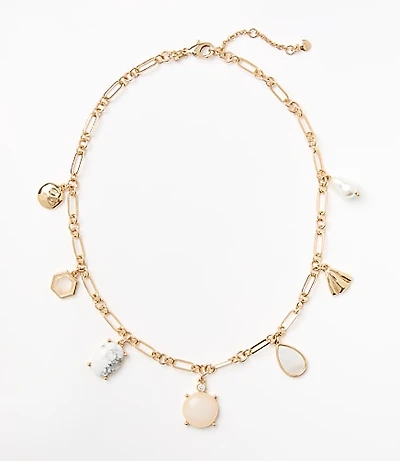 Pearlized Chunky Charm Necklace