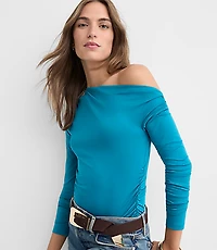 Asymmetrical Ruched Off The Shoulder Top