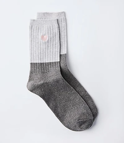 Embroidered Heart Crew Socks
