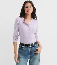 Petite Scalloped Pointelle Henley Top