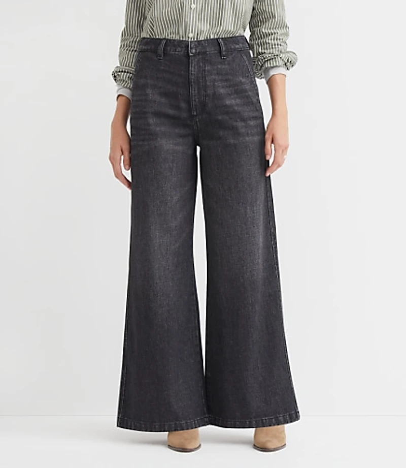 Petite Curvy High Rise Trouser Jeans Washed Black Wash