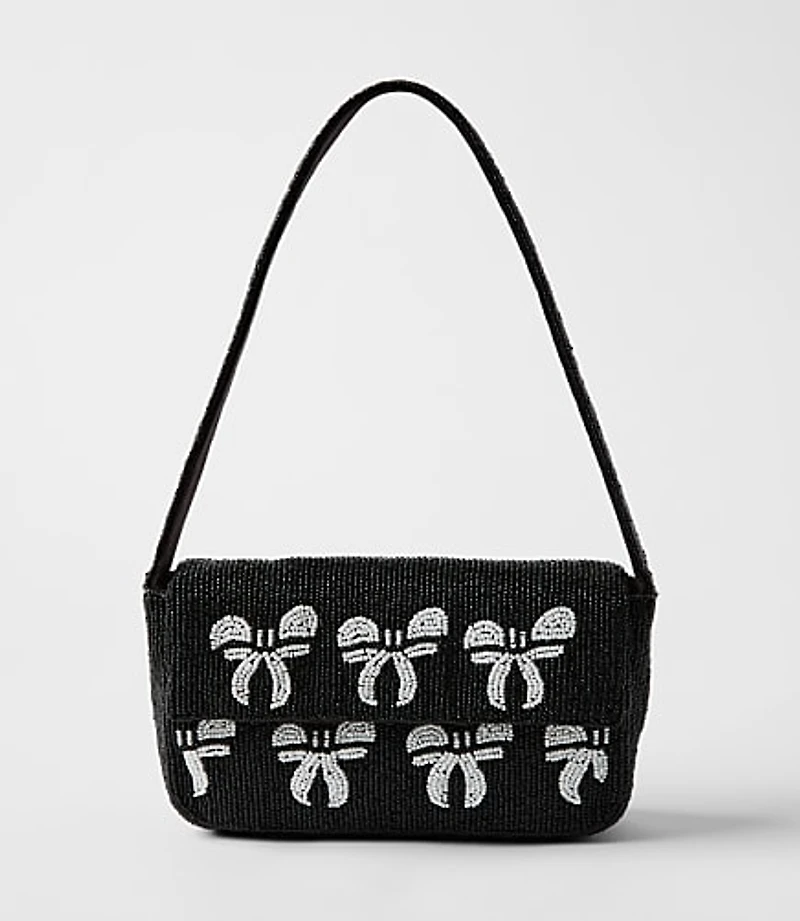 Bow Beaded Shoulder Bag