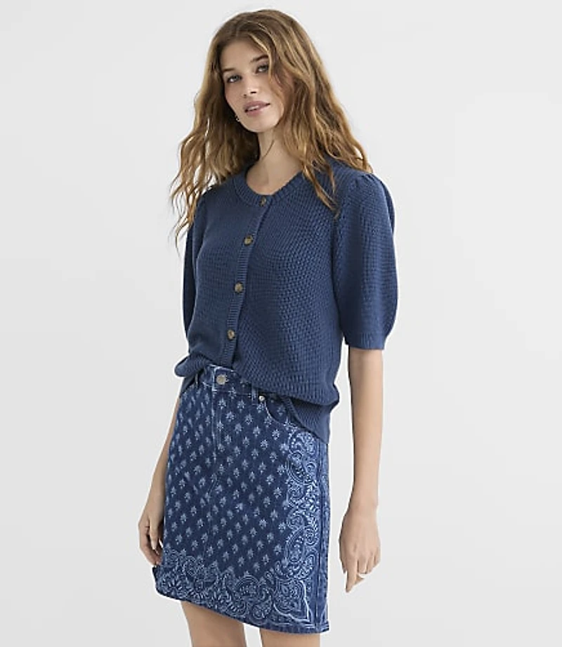 Ribbed Puff Sleeve Cardigan