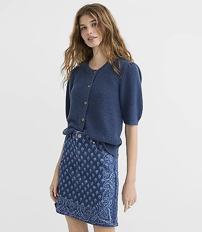 Ribbed Puff Sleeve Cardigan