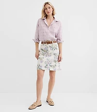 Denim Mini Skirt Floral