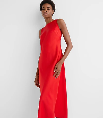 Satin Bias Midi Dress