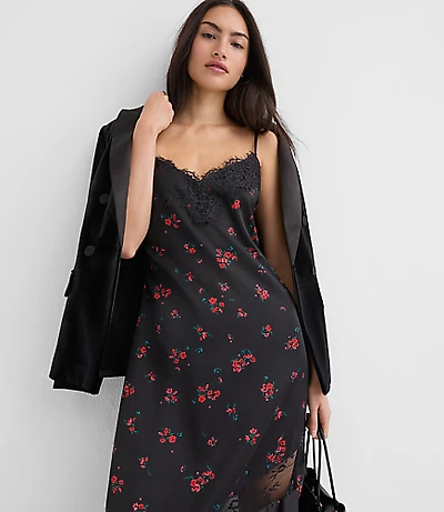 Floral Chantilly Lace Maxi Slip Dress