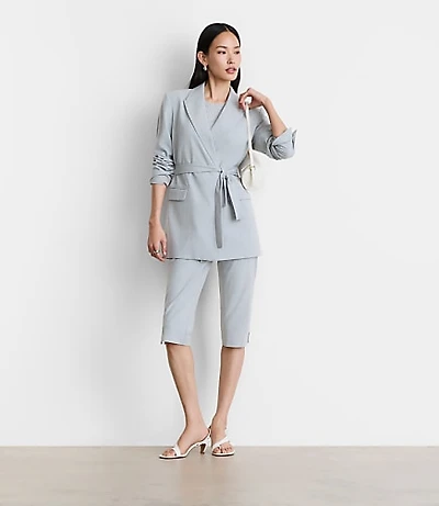 LOFT Versa Seasonless Stretch Tie Waist Blazer Heather